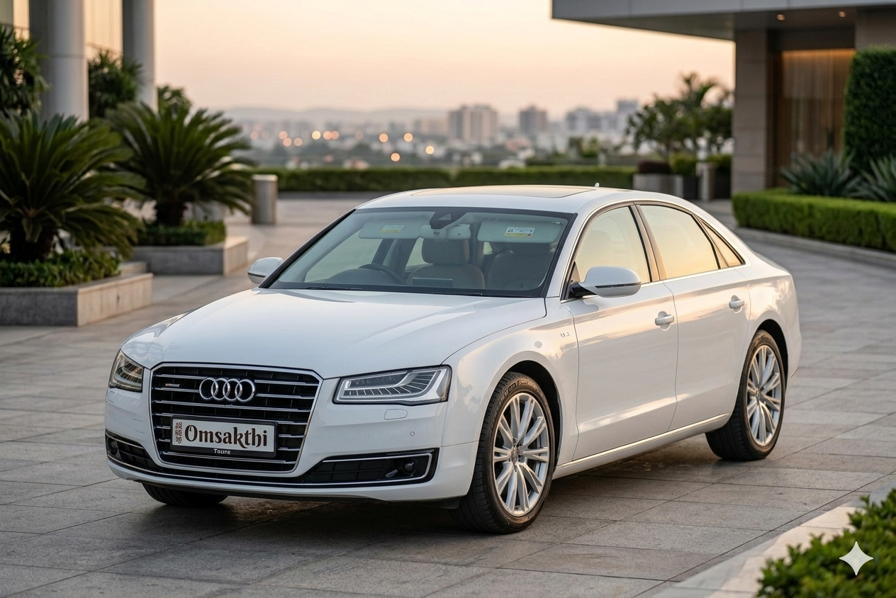 Audi A6 premium car rental in Chennai for weddings and corporate travel — Om Shakthi Tours