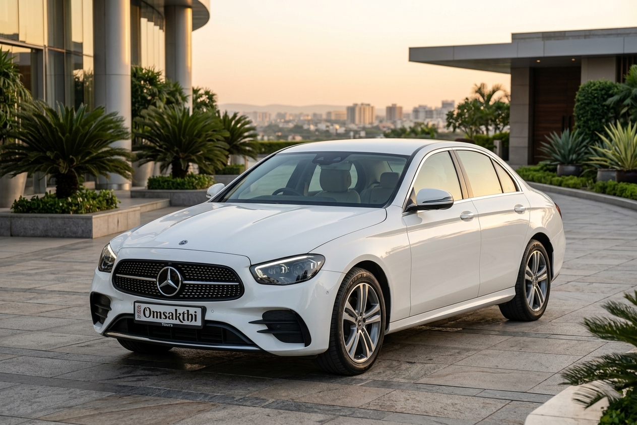 Mercedes Benz E-Class luxury car rental in Chennai with chauffeur — Om Shakthi Tours